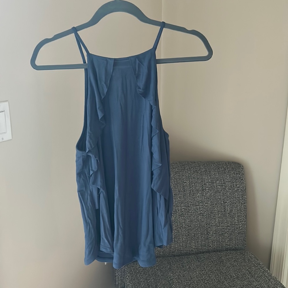 Navy blue ruffled express tank top